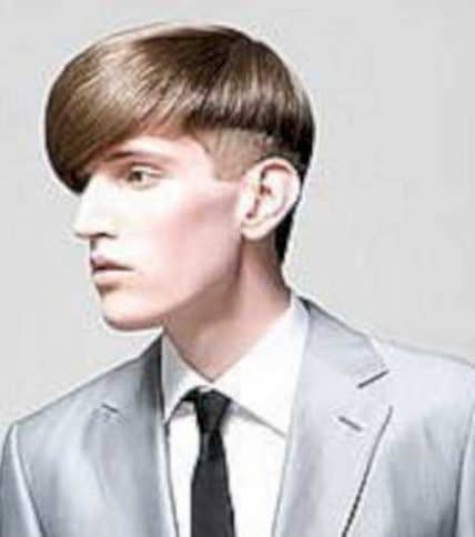 Short Haircuts For Men - Young Man With Bowl Cut Featuring Side-Swept Bangs