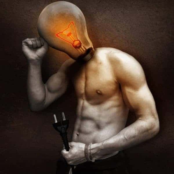 Man with light bulb head